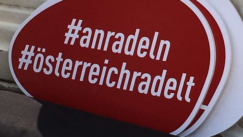 Schild anradeln, österreichradelt