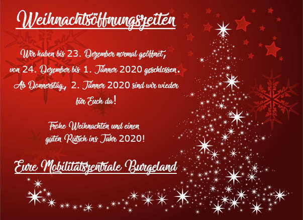 Weihnachtsöffnungszeiten-Karte